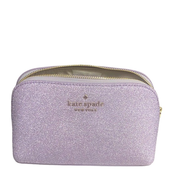 kate spade Handbags - Kate Spade Tinsel Small Cosmetic Case Makeup Pouch Lilac Frost Purple Glitter